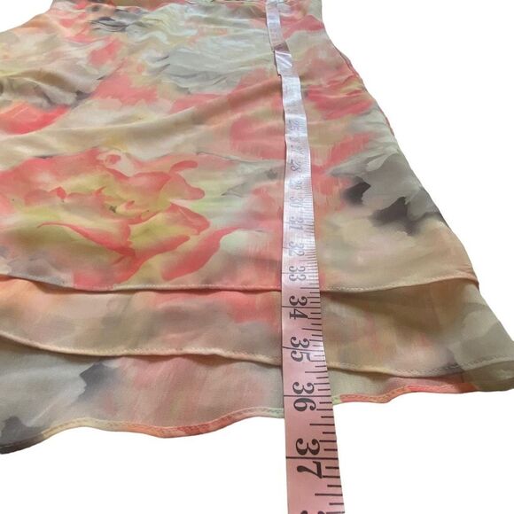 WHBM | Cold Shoulder Pleat Sleeve Watercolor Print Dress, Size 00 - Picture 8 of 9